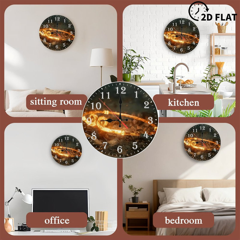 Horloge murale en bois 10 po, mouvement silencieux, à piles (piles AA non incluses), décor artistique, parfait pour les décorations