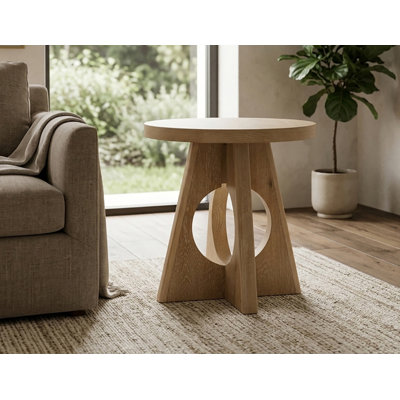 Sienna 24" Round Natural Oak End Table
