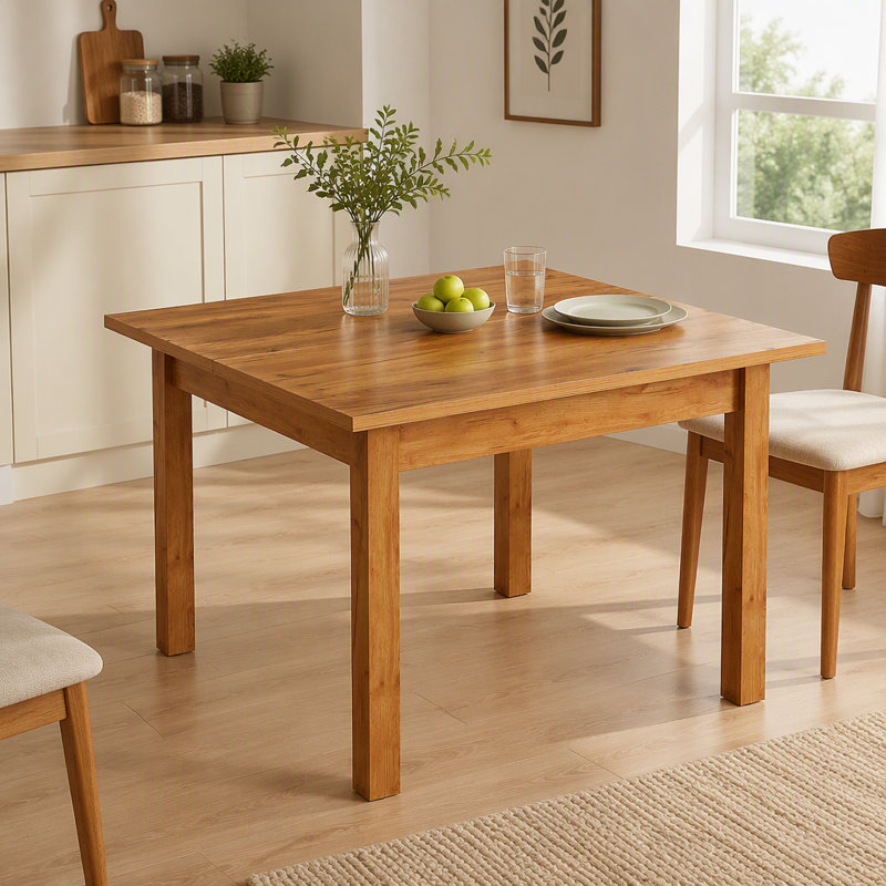 Table d'appoint carrée brune, table de cuisine, pieds en bois massif, 4 places assises