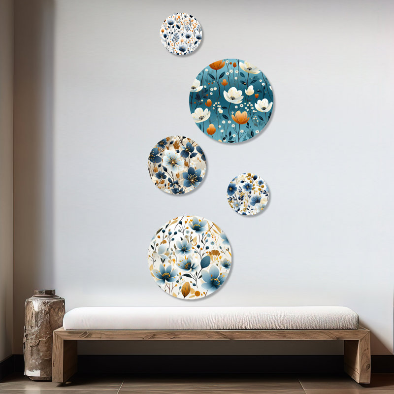 Tyngsborough - Ensemble d'art mural floral rond et floral de 5