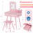 Kids Vanity Set And Mirror, Wooden Pretend Play Vanity Table And Chair Set For Girls With Stool, Drawer, Princess Makeup Dress-Up Toy For Toddlers 3+Year Old (Pink)-689638932