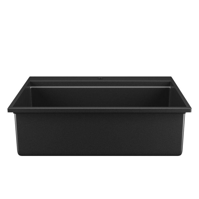 Évier de cuisine encastré en quartz noir mat 33 po DeerValley