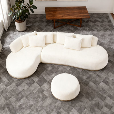 Canapé modulaire en L surdimensionné de 134,63 po avec repose-pieds avec méridienne et assise profonde, canapé gauche avec assise profonde pour salon