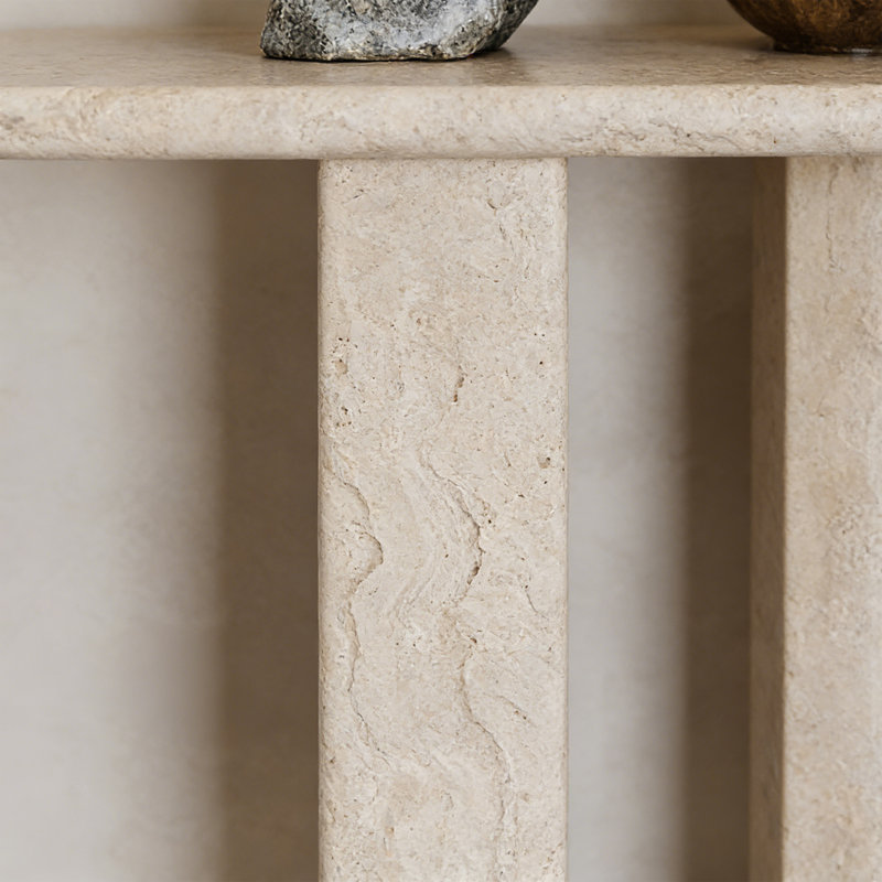 Console à conception elliptique tendance, Beige, H 33,46 po x l 55,12 po x P 13,78 po