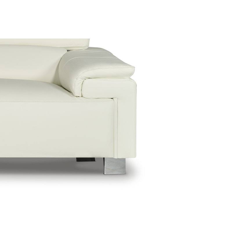 Camuto 5 Seater Genuine Leather Corner Sofa , White