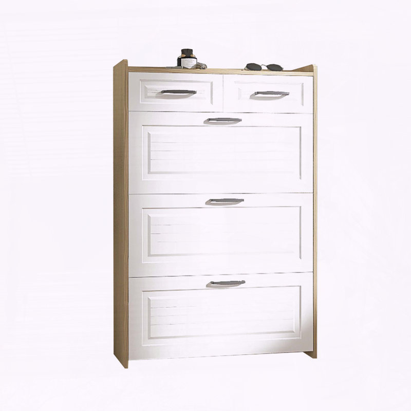Range-chaussures avec 3 portes et 2 tiroirs, grand espace de rangement, Chêne
