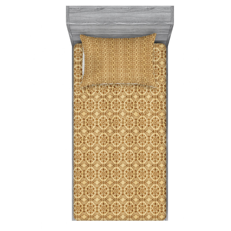 Microfiber Damask Sheet Set, Twin Sheet Set with Fitted Sheet