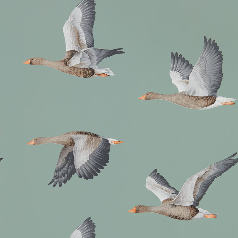 Elysian Geese Wallpaper, Blue Clay