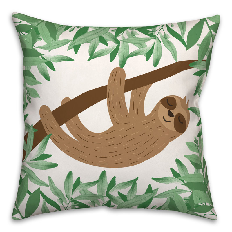  Sleepy Sloth Throw Pillow, 18" x 18"