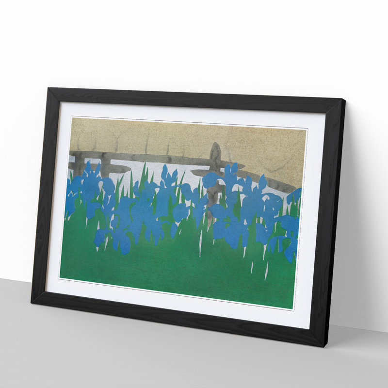 Irises by Kamisaka Sekka - Picture Frame Painting, Black, 36cm H x 48cm W x 2cm D