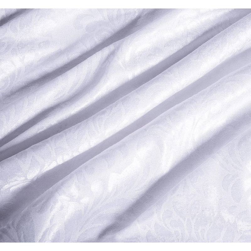 3 Piece Velvet Damask Jacquard Bedspread Reverse Microfibre Bed Throw 2 Matching Pillow Shams, White