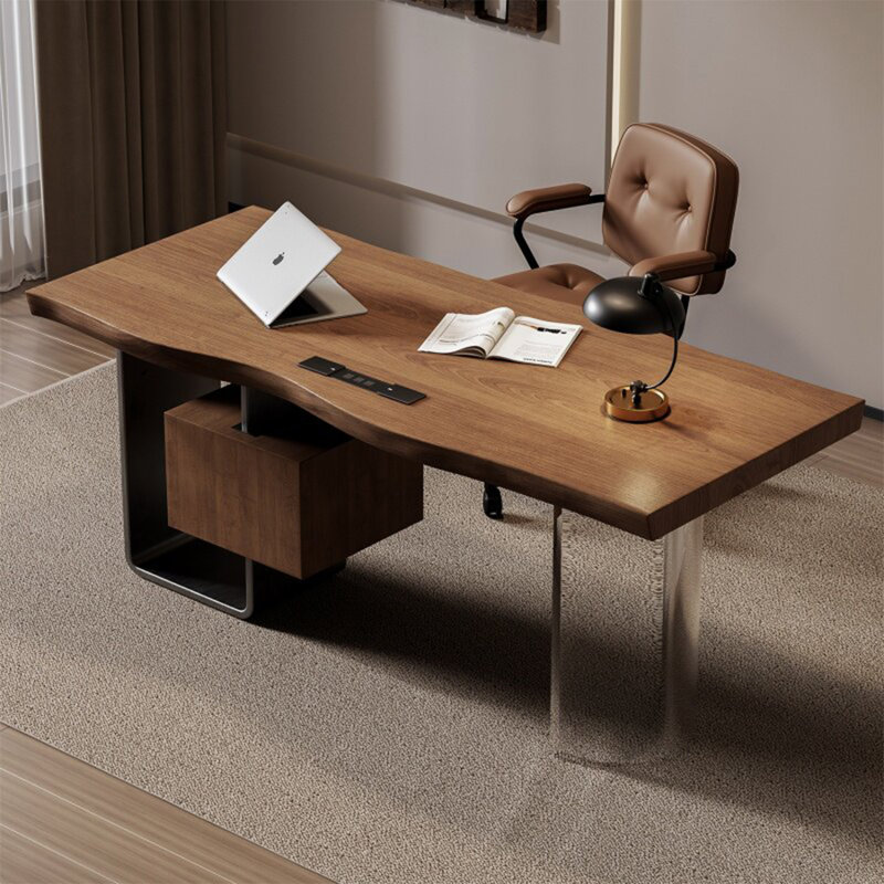 Bureau 78,74 po moderne en bois massif brun minimaliste, H 29,53 po x l 78,74 po x P 27,56 po