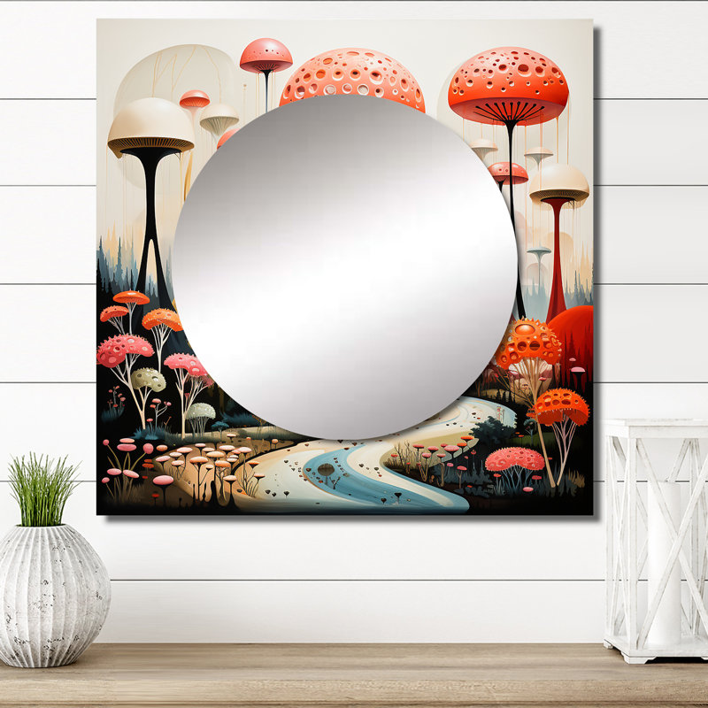 Argus - Abstract Botanicals Square Mirror Wall Decor For Bedroom, 23" x 23"
