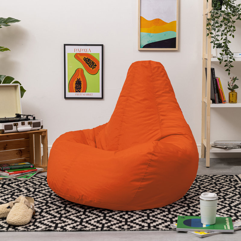 Dalton Water-Resistant High Back Recliner Bean Bag, Orange