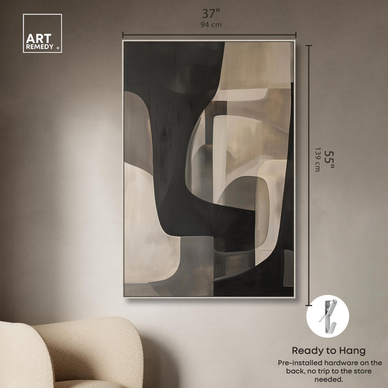 Portal Canvas Modern Neutral Wall Art by Art Remedy, 55" H x 37" W, Silver Framed