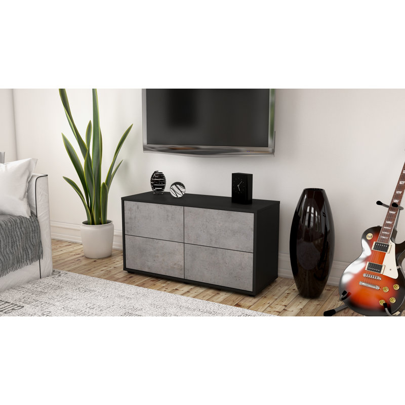 Hassan 92cm W Chest of Drawers, Black/Light Grey