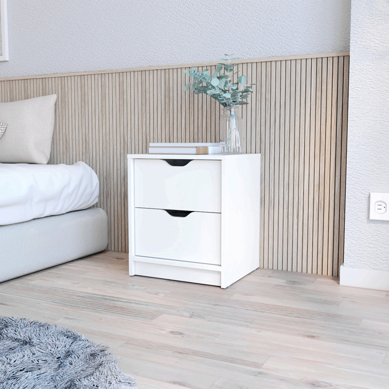 White Two-Drawer Nightstand