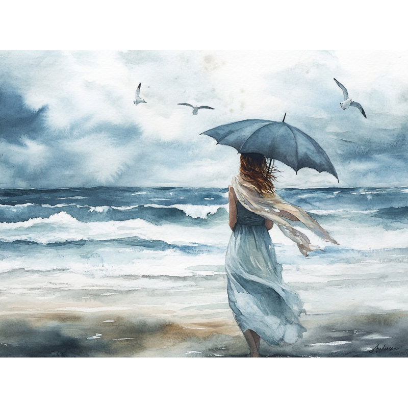 Seaside Reflections - Toile élégante à l'aquarelle, H 30 po x l 40 po