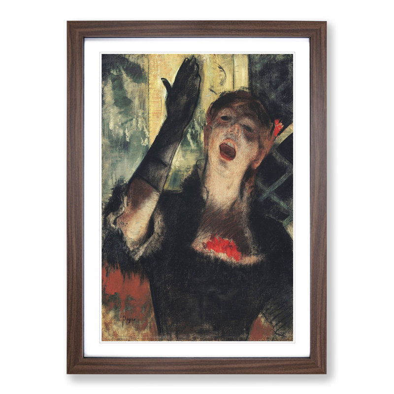 Cafe Singer by Edgar Degas - Picture Frame Painting, 48cm H x 36cm W x 2cm D, Walnut Framed