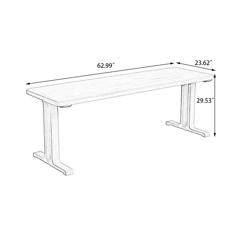 Bureau rectangulaire en bois massif Burlywood, H 29,53 po x l 62,99 po x P 23,62 po