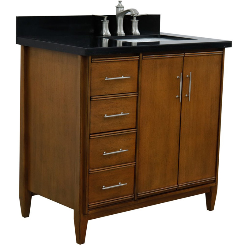 37'' Single Bathroom Vanity with Top, Black