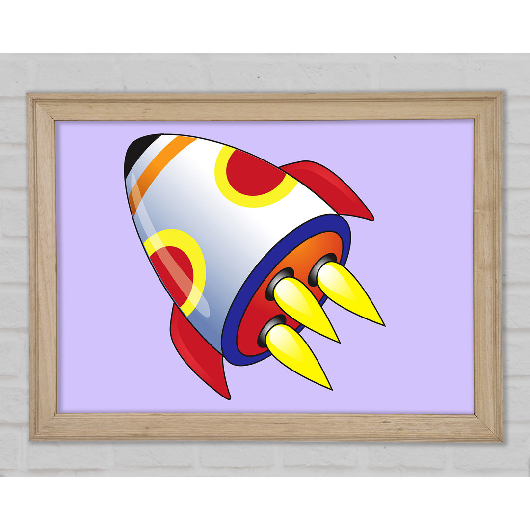 Flying Rocket Ship Lilac - Einzelner Bilderrahmen Kunstdrucke