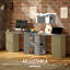 Bureau d'ordinateur avec tablettes de rangement à 3 niveaux, bureau personnel, gris