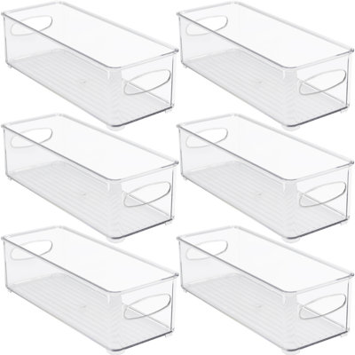 Sorbus 6 Pack Narrow Stackable Clear Storage Bins with Handles