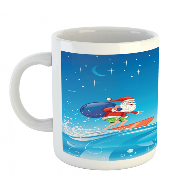 Grande tasse à café surf santa