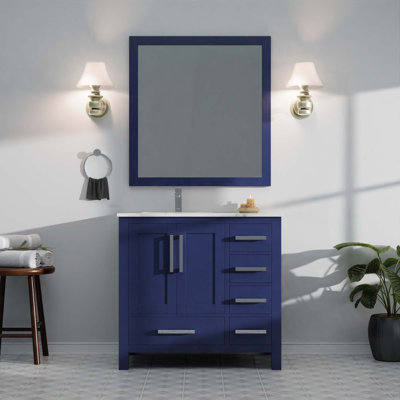 Ensemble de meuble-lavabo, robinet et miroirs, portes et tiroirs 34 po