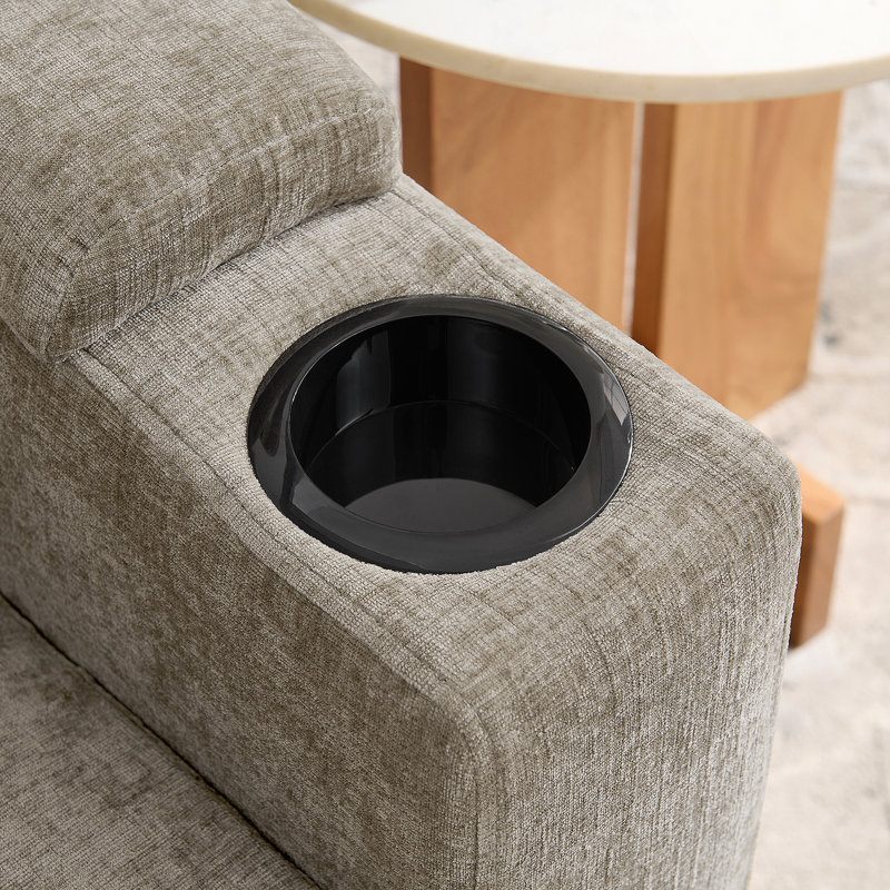 Single Sofa Recliner With Manually Adjustable Backrest, USB Charging Port On The Armrest Side, Phone Stand Included, Hidden Armrest Storage, And A Matching Storage Ottoman-Brown