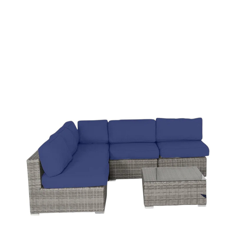 Ensemble de canapé d'extérieur en osier pré-assemblé - Collection de patio 6 pièces