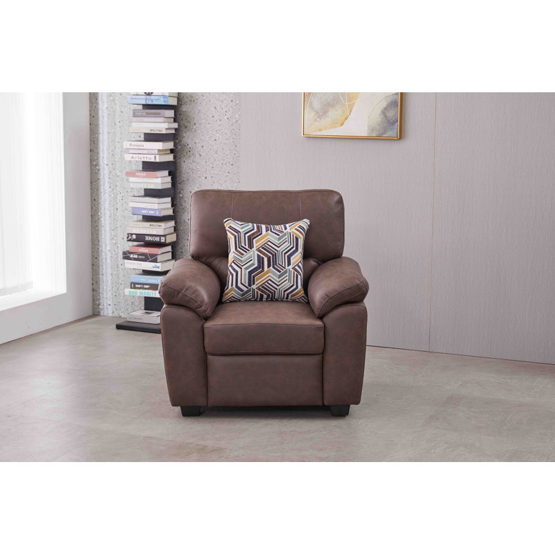 Fauteuil en similicuir de 36,8 po de largeur, Brun