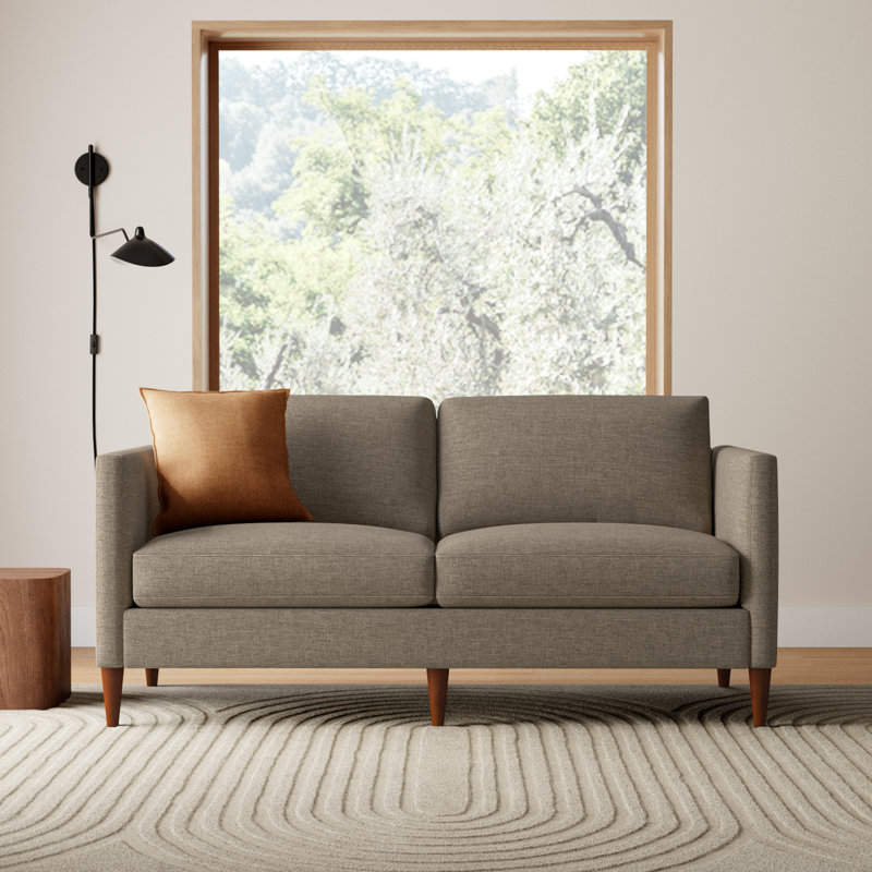 Clifford Upholstered Custom Studio Sofa, Zuma Natural Textured Linen