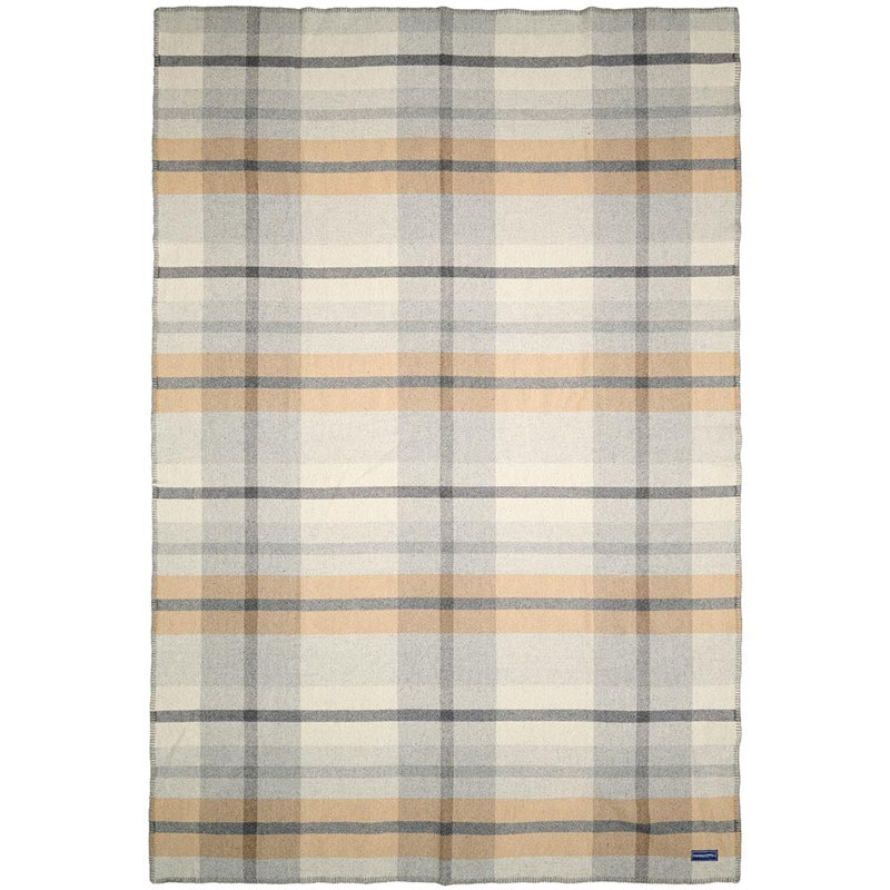 Northfield Plaid Wool Throw Blanket, 50" x 72", Beige