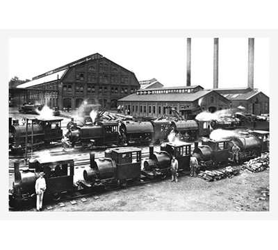 " Trains Near Factories, Philadelphia, PA "