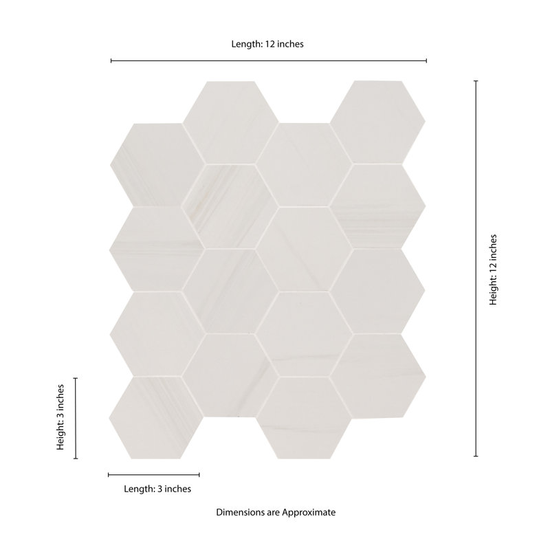 Ardena 12 in. x 12 in. Matte Porcelain Hexagon Stone Look Floor and Wall Tile, Pallora