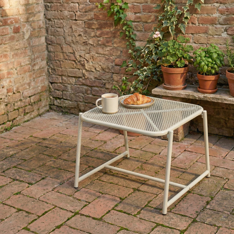 Table d'appoint en maille de fer minimaliste pour patio, porche et jardin, Blanc