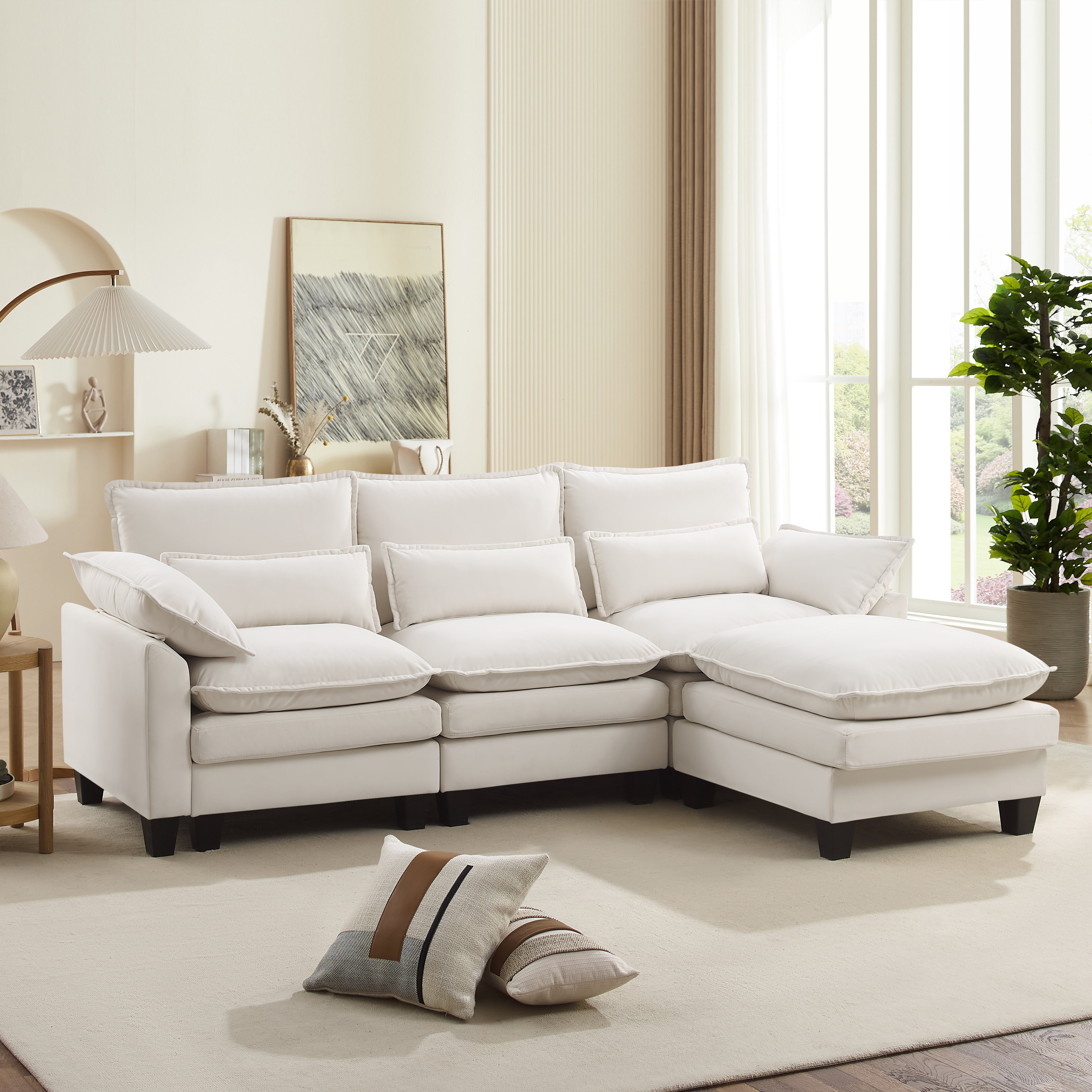 Ebern Designs Sectional Modular Sofa L Shaped Fabric Couch With High ...