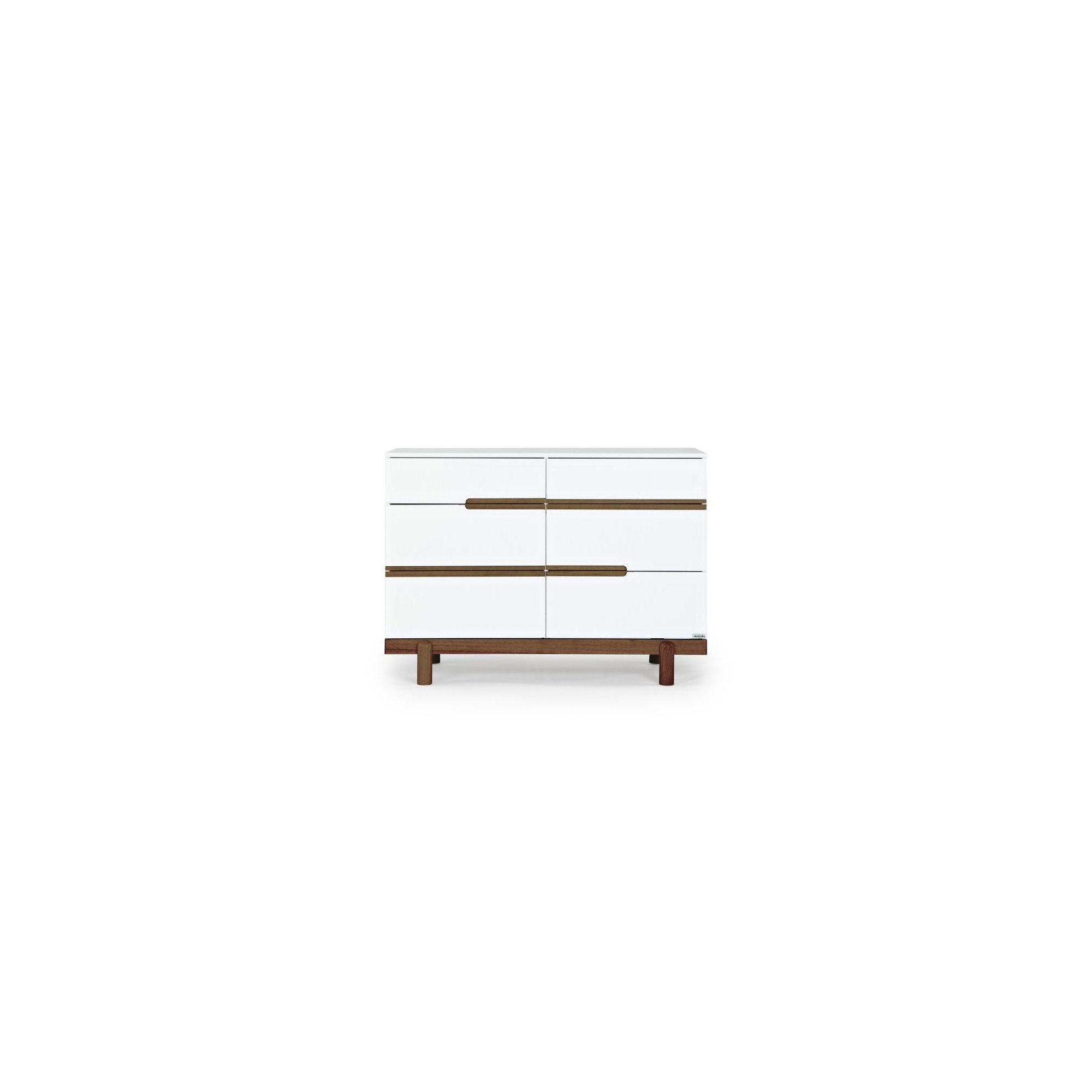 Bliss 6-Drawer Dresser, White/Walnut