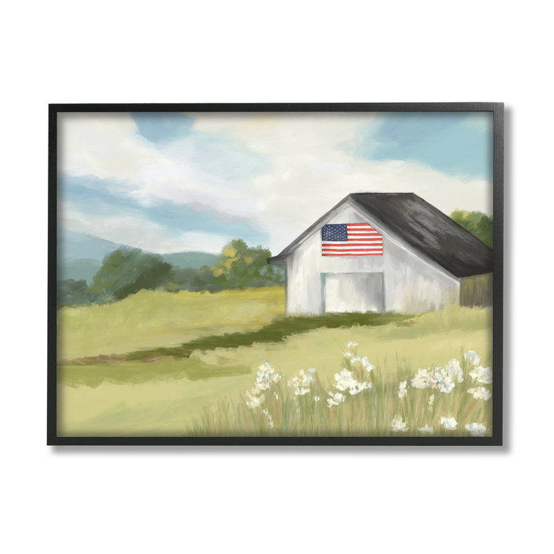 Peinture du drapeau américain sur une grange sur bois par Amy Hall, H 24 po x l 30 po x P 1,5 po