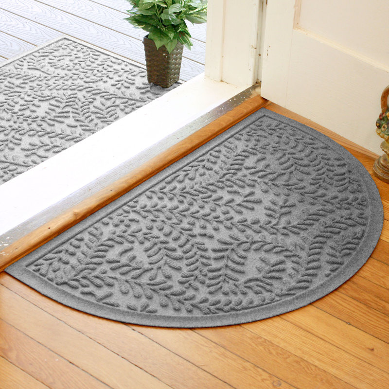 WaterHog Boxwood 24 in. x 39 in. Half Round Indoor Outdoor Door Mat, Medium Gray