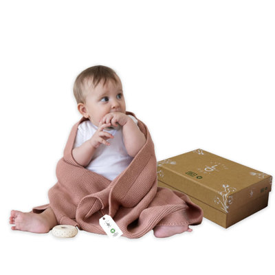 Couverture tricotée pour bébé 100% coton biologique avec boîte-cadeau Little Dedi