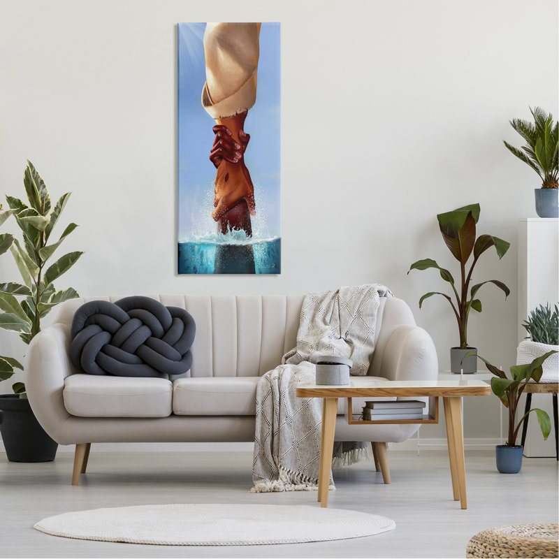 Jésus tenant des mains spirituelles - impression, H 48 po x l 20 po x P 1,5 po, Toile tendue