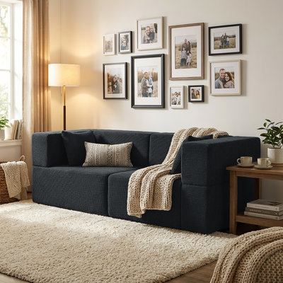 Causeuse en chenille désossée moderne 75 po Horgan, canapé modulaire rectangulaire en mousse à compression, canapé à assise profonde sans assemblage