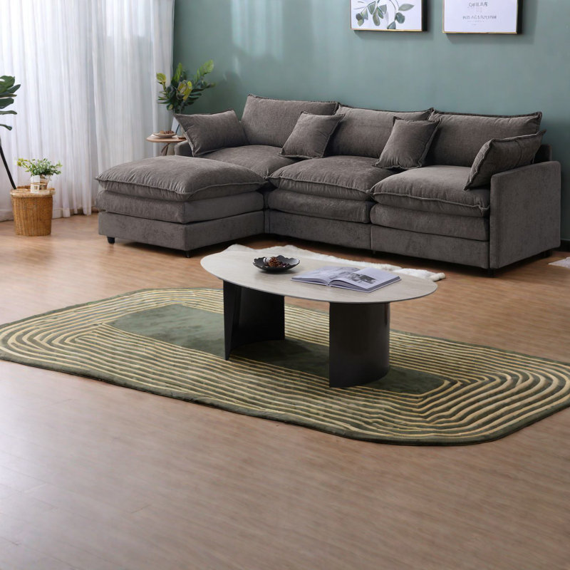 Canapés modulaires confortables, revêtus de chenille, forme en L moderne pour la maison