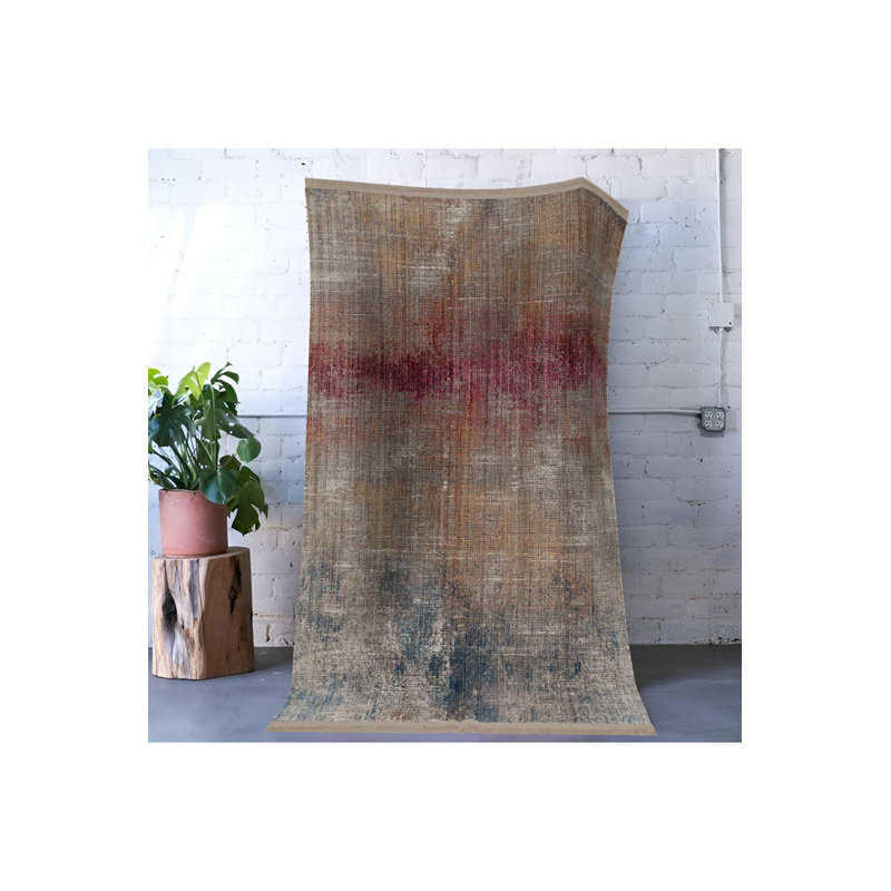 Tapis décoratif lavable à la machine multicolore à motif abstrait multicolore, Tapis de couloir 3 pi 3 po x 6 pi 7 po inclus
