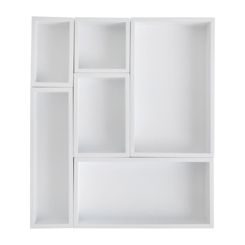 Martha Stewart Enzo Wooden Desktop or Drawer Organizer Set - 6 Piece Set, White