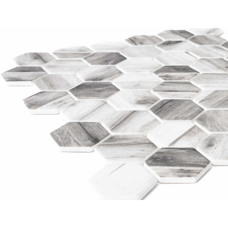 Recycled 1.88" x 1.88" Glass Honeycomb Mosaic Wall  Tile, Gray