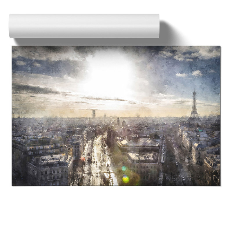Paris Skyline Painting - Frameless Print, 30cm H x 42cm W x 0.1cm D